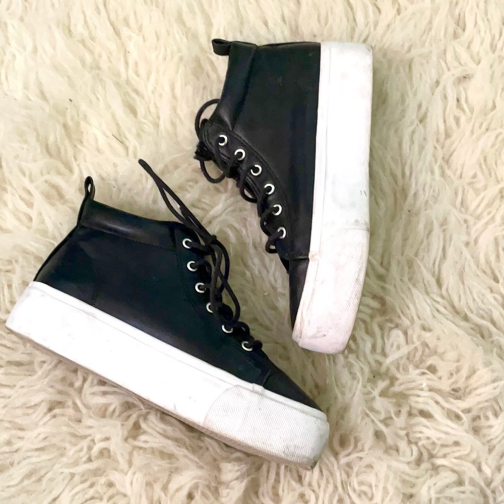 H&M Black Faux Leather Platform Sneakers